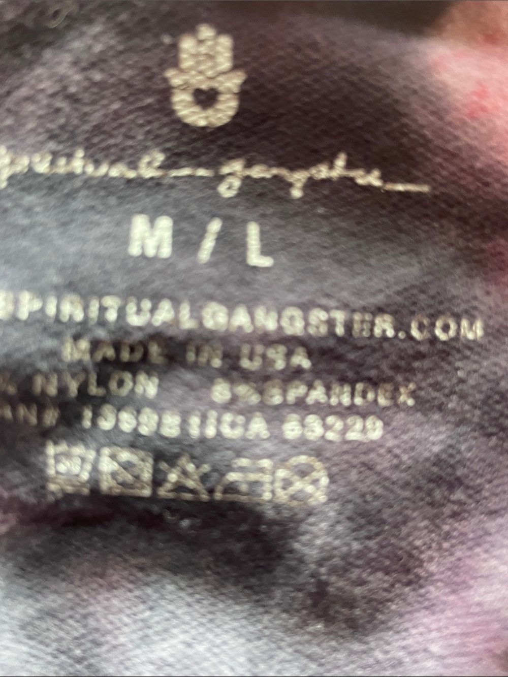 Spiritual Gangster Black & Pink Tie-Dye Crop Tank, Size L - Picture 5 of 6